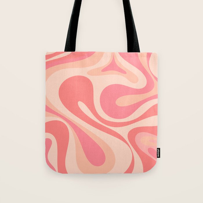 Mod Swirl Retro Abstract Pattern in Pink and Blush Tote Bag Gallery Image 1