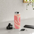 Mod Swirl Retro Abstract Pattern in Pink and Blush Water Bottle Gallery Image 4