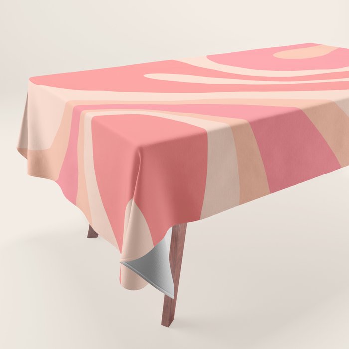 Mod Swirl Retro Abstract Pattern in Pink and Blush Tablecloth Gallery Image 1