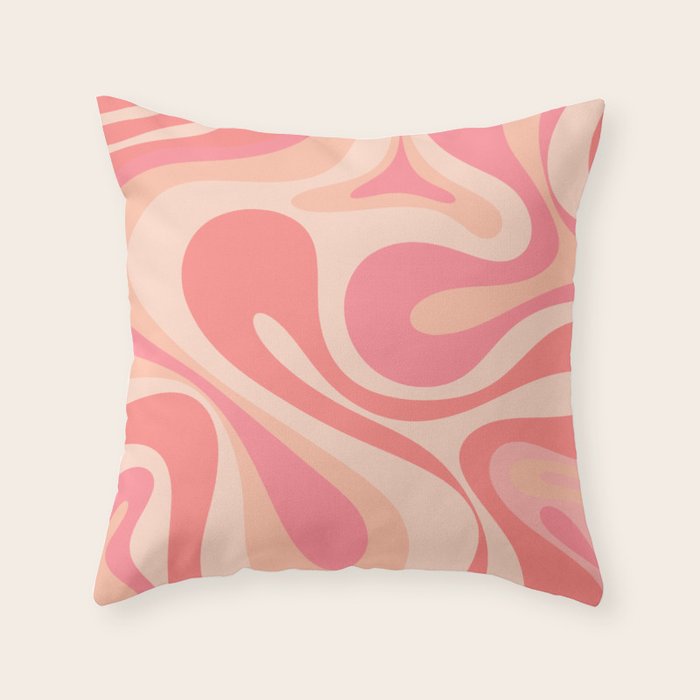 Mod Swirl Retro Abstract Pattern in Pink and Blush Throw Pillow Gallery Image 6
