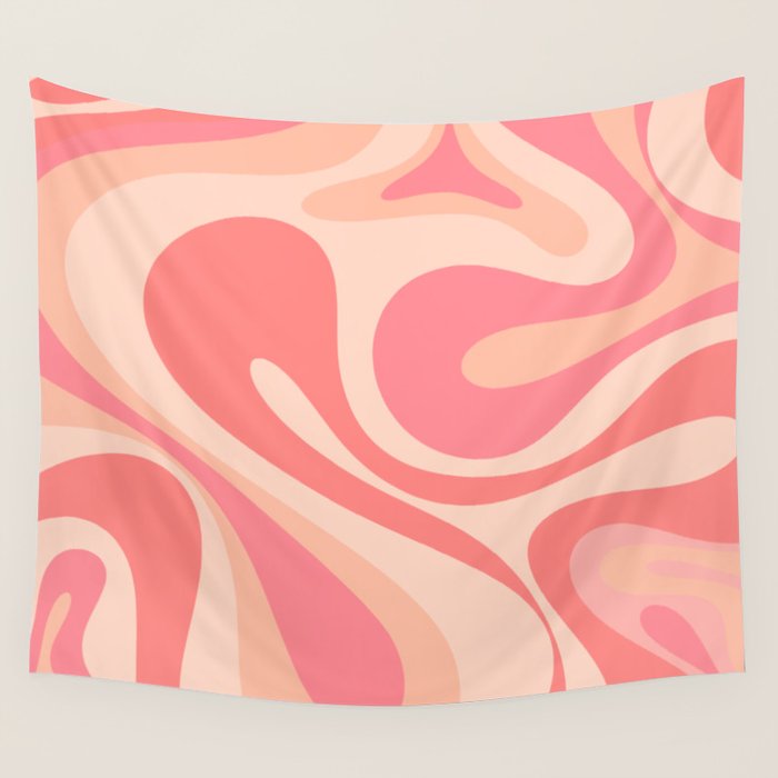 Mod Swirl Retro Abstract Pattern in Pink and Blush Wall Tapestry Gallery Image 4
