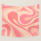 Mod Swirl Retro Abstract Pattern in Pink and Blush Wall Tapestry Gallery Image 4