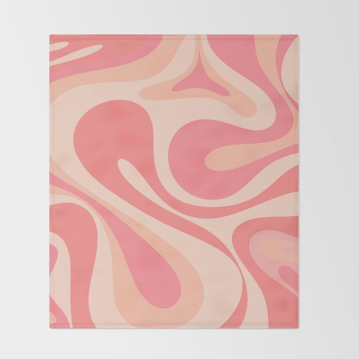 Mod Swirl Retro Abstract Pattern in Pink and Blush Throw Blanket Gallery Image 2