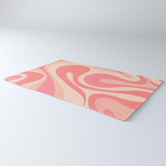 Mod Swirl Retro Abstract Pattern in Pink and Blush Rug Gallery Image 3