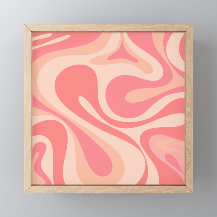 Mod Swirl Retro Abstract Pattern in Pink and Blush Mini Art Print Gallery Image 1