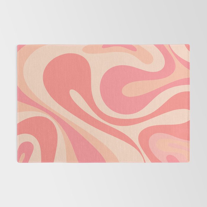 Mod Swirl Retro Abstract Pattern in Pink and Blush Rug Gallery Image 2