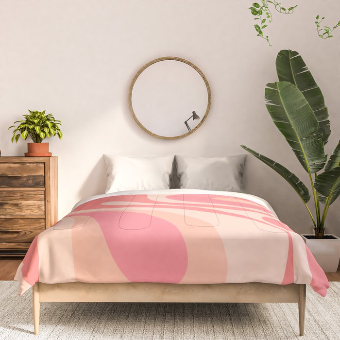 Mod Swirl Retro Abstract Pattern in Pink and Blush Comforter Gallery Image 3