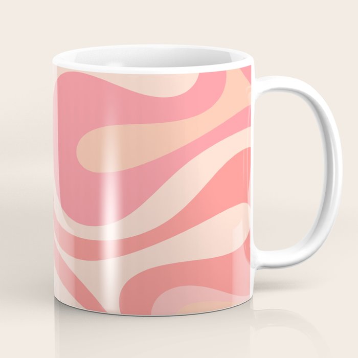 Mod Swirl Retro Abstract Pattern in Pink and Blush Coffee Mug Gallery Image 1