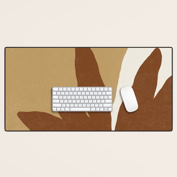 Leaves Minimalism - Brown Gold Desk Mat Gallery Image 1