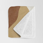 Leaves Minimalism - Brown Gold Throw Blanket Gallery Image 3
