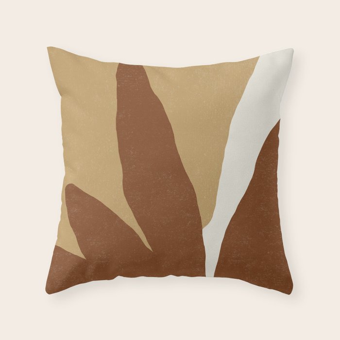 Leaves Minimalism - Brown Gold Throw Pillow Gallery Image 6