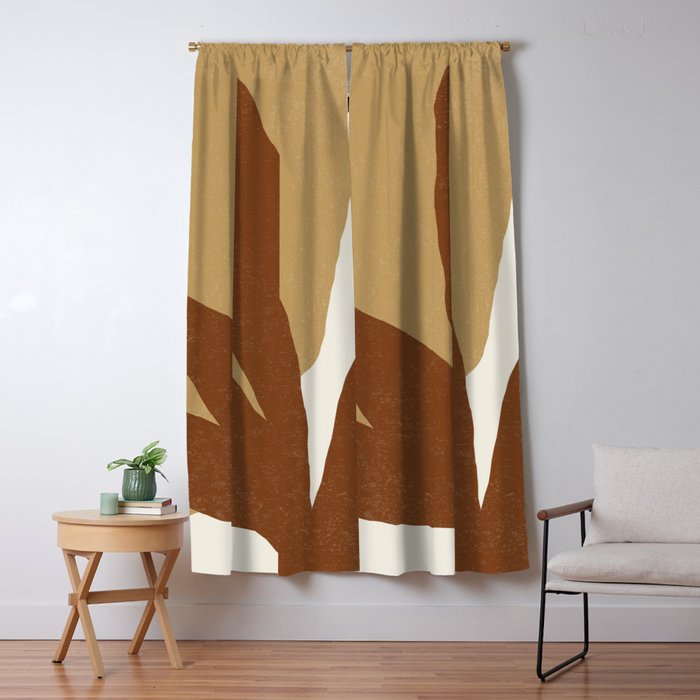 Leaves Minimalism - Brown Gold Window Curtain Gallery Image 5