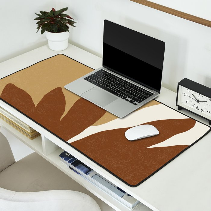 Leaves Minimalism - Brown Gold Desk Mat Gallery Image 2