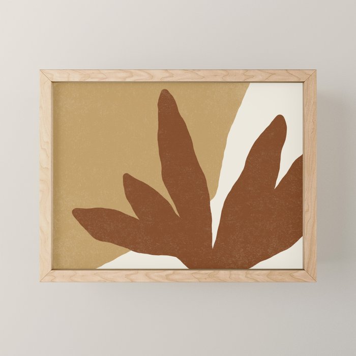Leaves Minimalism - Brown Gold Mini Art Print Gallery Image 1