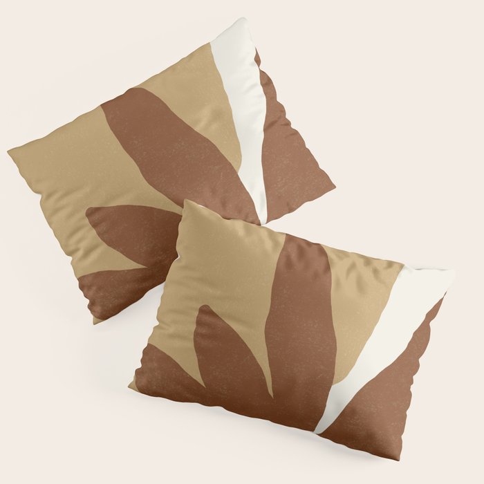 Leaves Minimalism - Brown Gold Pillow Sham Gallery Image 1