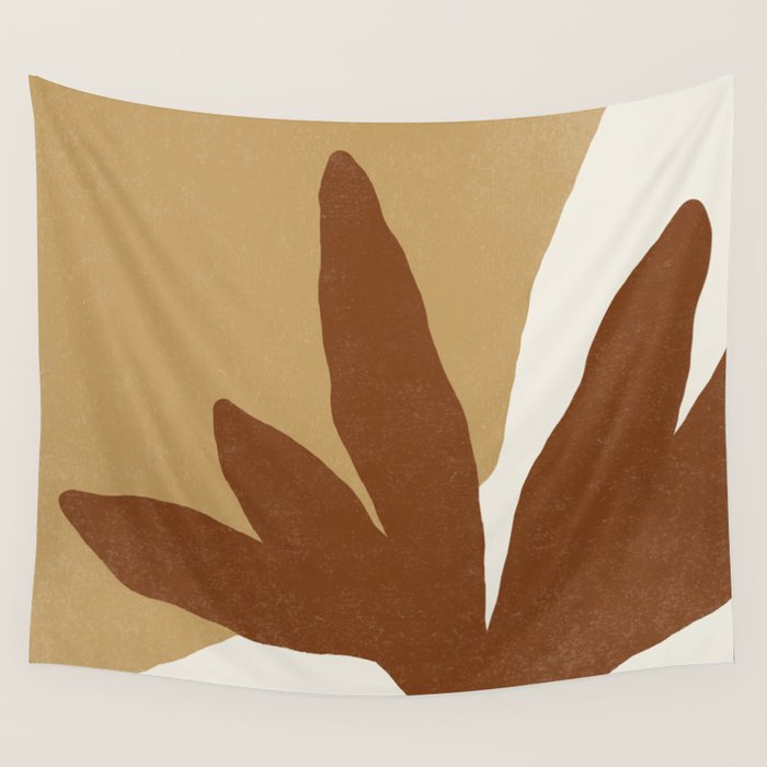 Leaves Minimalism - Brown Gold Wall Tapestry Gallery Image 4