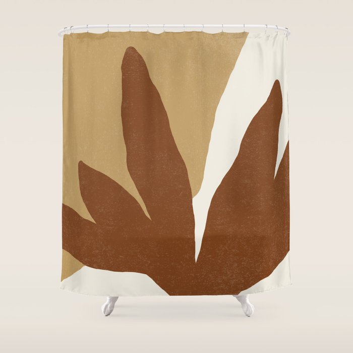 Leaves Minimalism - Brown Gold Shower Curtain Gallery Image 1