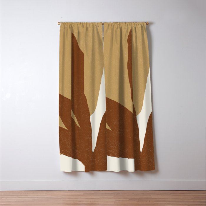 Leaves Minimalism - Brown Gold Window Curtain Gallery Image 3