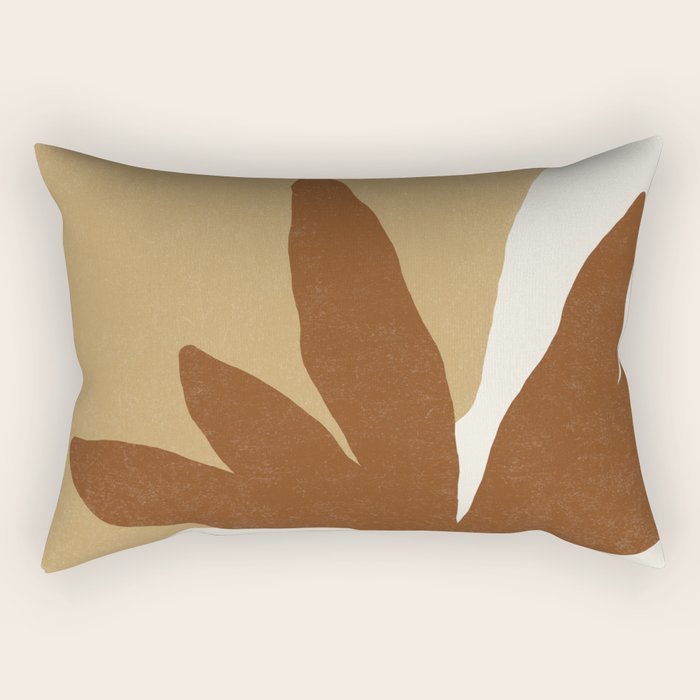 Leaves Minimalism - Brown Gold Rectangular Pillow Gallery Image 1