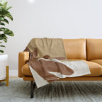 Leaves Minimalism - Brown Gold Throw Blanket Gallery Image 1