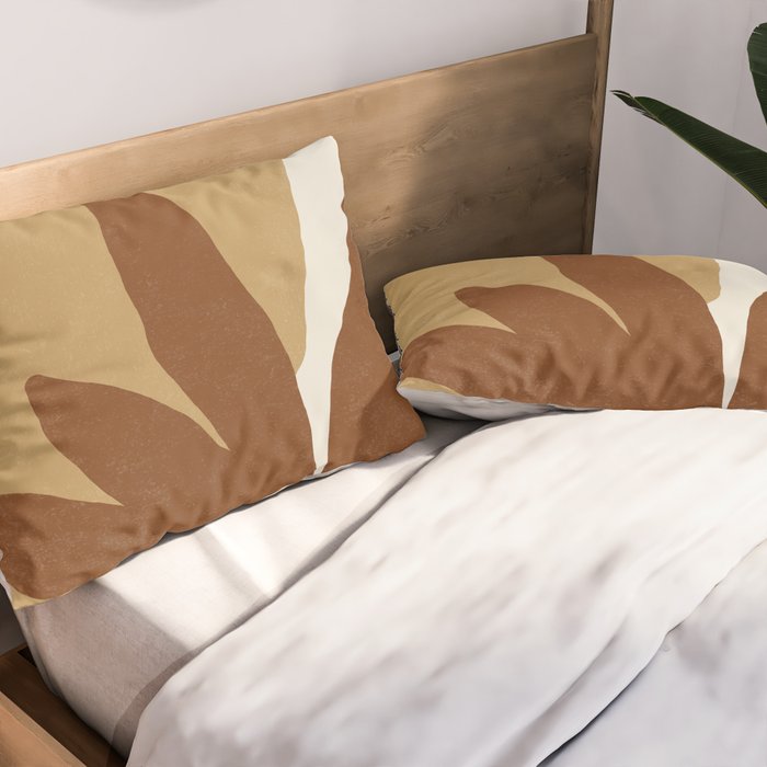 Leaves Minimalism - Brown Gold Pillow Sham Gallery Image 2