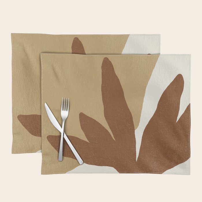 Leaves Minimalism - Brown Gold Placemat Gallery Image 1