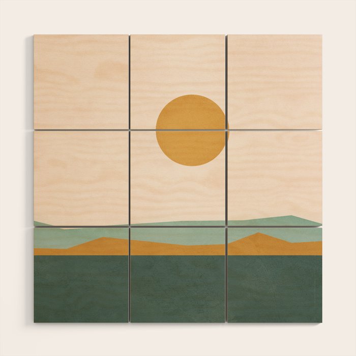 Minimal Line Scape III Wood Wall Art Gallery Image 1