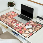 Retro Garden Gingham Flowers Vintage Peach and Mauve Pattern Desk Mat Gallery Image 2