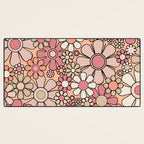 Retro Garden Gingham Flowers Vintage Peach and Mauve Pattern Desk Mat Gallery Image 3