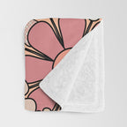 Retro Garden Gingham Flowers Vintage Peach and Mauve Pattern Throw Blanket Gallery Image 3