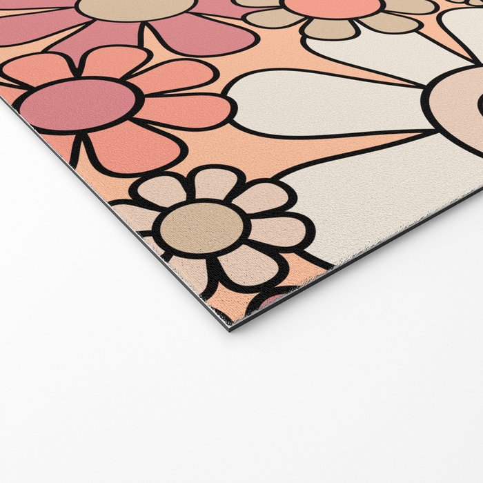 Retro Garden Gingham Flowers Vintage Peach and Mauve Pattern Welcome Mat Gallery Image 2
