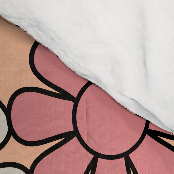 Retro Garden Gingham Flowers Vintage Peach and Mauve Pattern Comforter Gallery Image 4