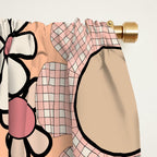 Retro Garden Gingham Flowers Vintage Peach and Mauve Pattern Window Curtain Gallery Image 2