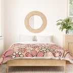 Retro Garden Gingham Flowers Vintage Peach and Mauve Pattern Duvet Cover Gallery Image 3