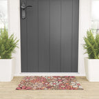 Retro Garden Gingham Flowers Vintage Peach and Mauve Pattern Welcome Mat Gallery Image 3