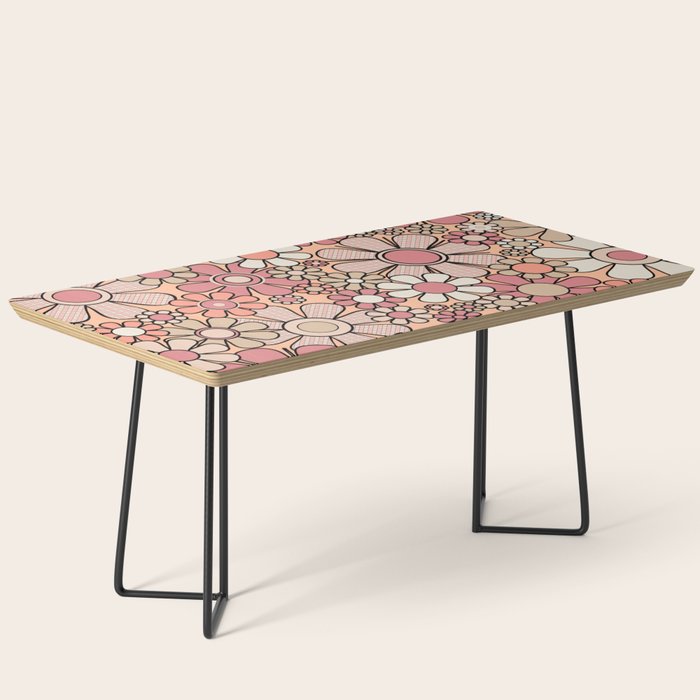 Retro Garden Gingham Flowers Vintage Peach and Mauve Pattern Coffee Table Gallery Image 1