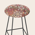 Retro Garden Gingham Flowers Vintage Peach and Mauve Pattern Stool Gallery Image 2