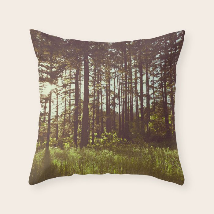 Summer Forest Sunlight - Nature Photography Throw Pillow Gallery Image 1