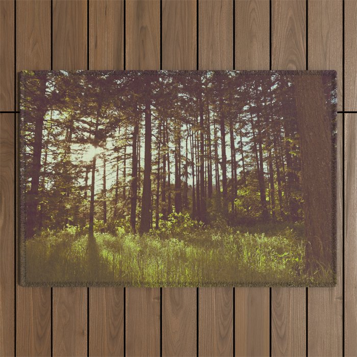 Summer Forest Sunlight - Nature Photography Outdoor Rug Gallery Image 1