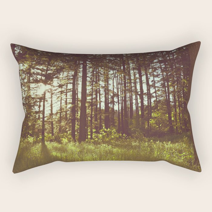 Summer Forest Sunlight - Nature Photography Rectangular Pillow Gallery Image 1