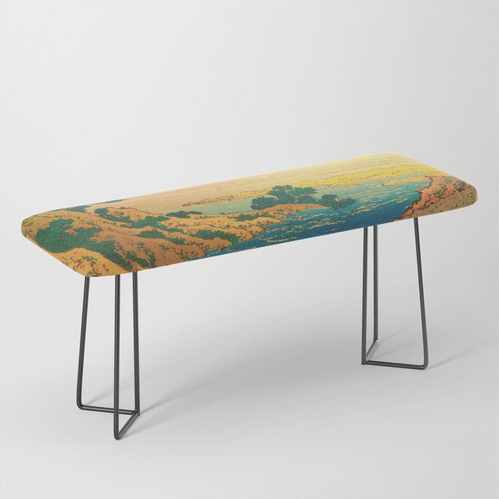 Waters of Goh - Ocean Nature Landscape in Yellow and Blue Bench Gallery Image 1