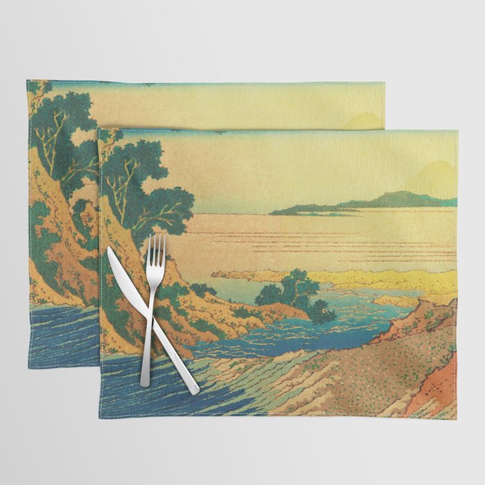 Waters of Goh - Ocean Nature Landscape in Yellow and Blue Placemat Gallery Image 1