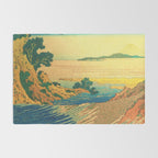 Waters of Goh - Ocean Nature Landscape in Yellow and Blue Rug Gallery Image 2