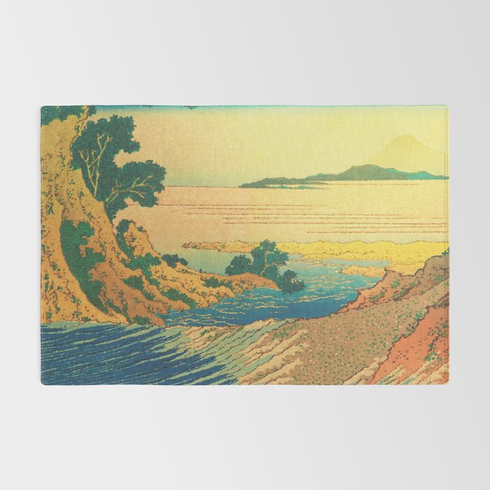 Waters of Goh - Ocean Nature Landscape in Yellow and Blue Rug Gallery Image 2