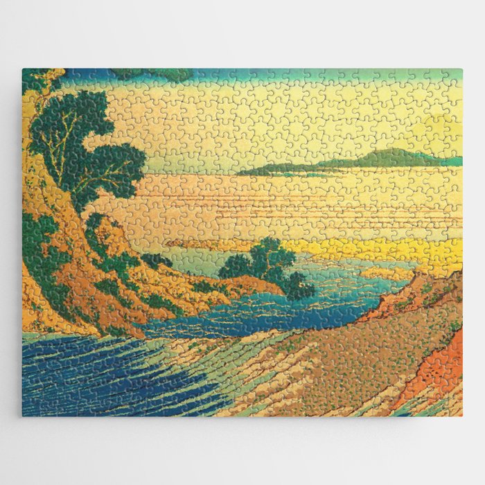 Waters of Goh - Ocean Nature Landscape in Yellow and Blue Jigsaw Puzzle Gallery Image 1