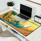 Waters of Goh - Ocean Nature Landscape in Yellow and Blue Desk Mat Gallery Image 2