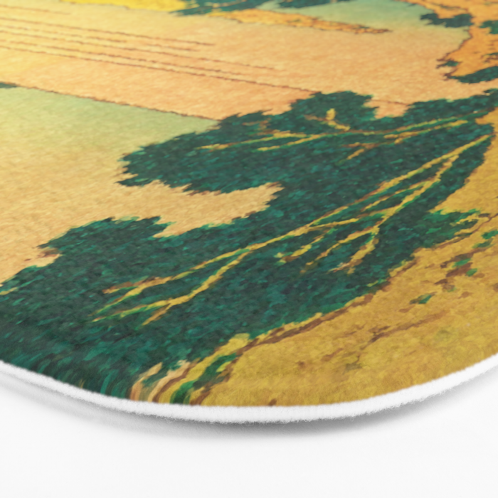 Waters of Goh - Ocean Nature Landscape in Yellow and Blue Bath Mat Gallery Image 3