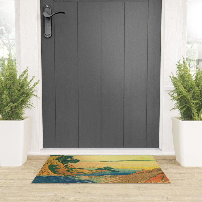 Waters of Goh - Ocean Nature Landscape in Yellow and Blue Welcome Mat Gallery Image 3