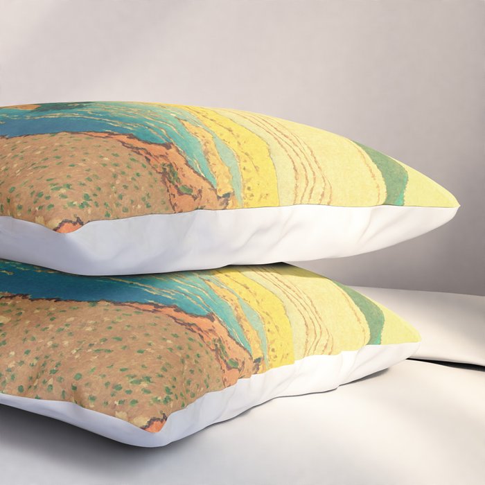 Waters of Goh - Ocean Nature Landscape in Yellow and Blue Pillow Sham Gallery Image 3