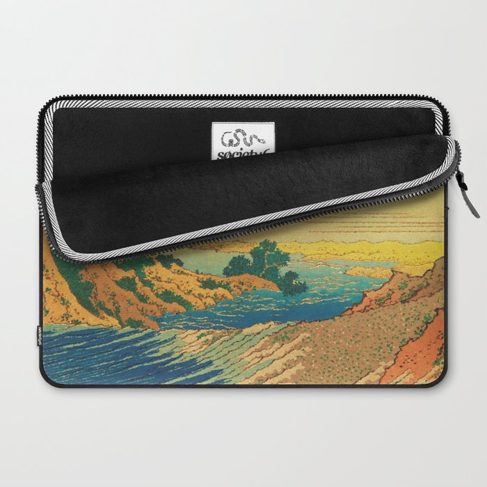 Waters of Goh - Ocean Nature Landscape in Yellow and Blue Laptop Sleeve Gallery Image 2